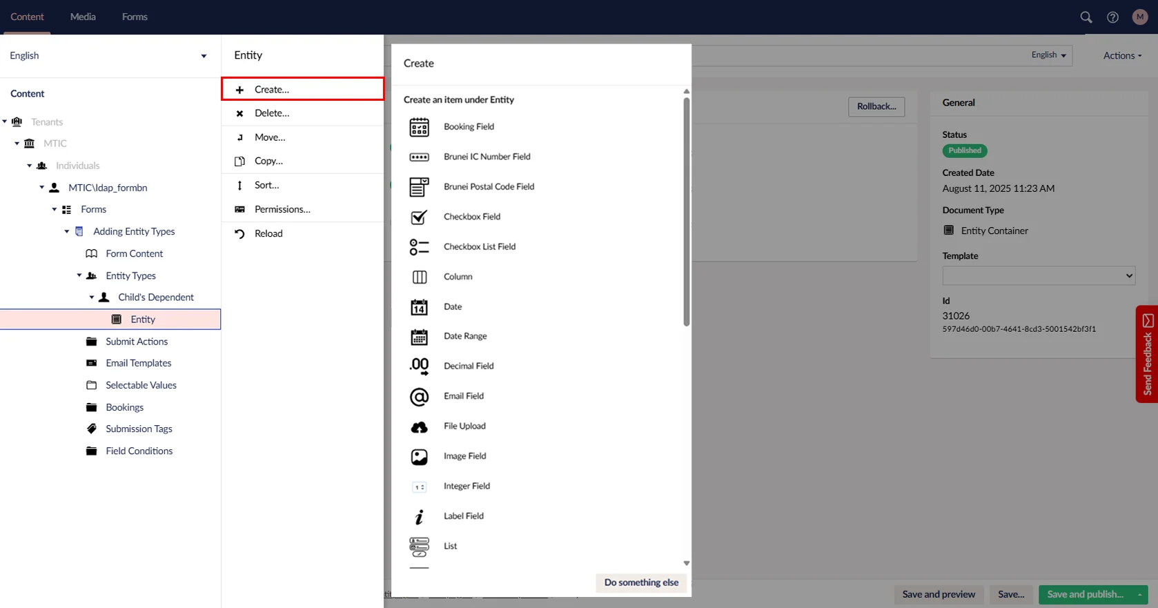 Form Entities Adding Entity Types