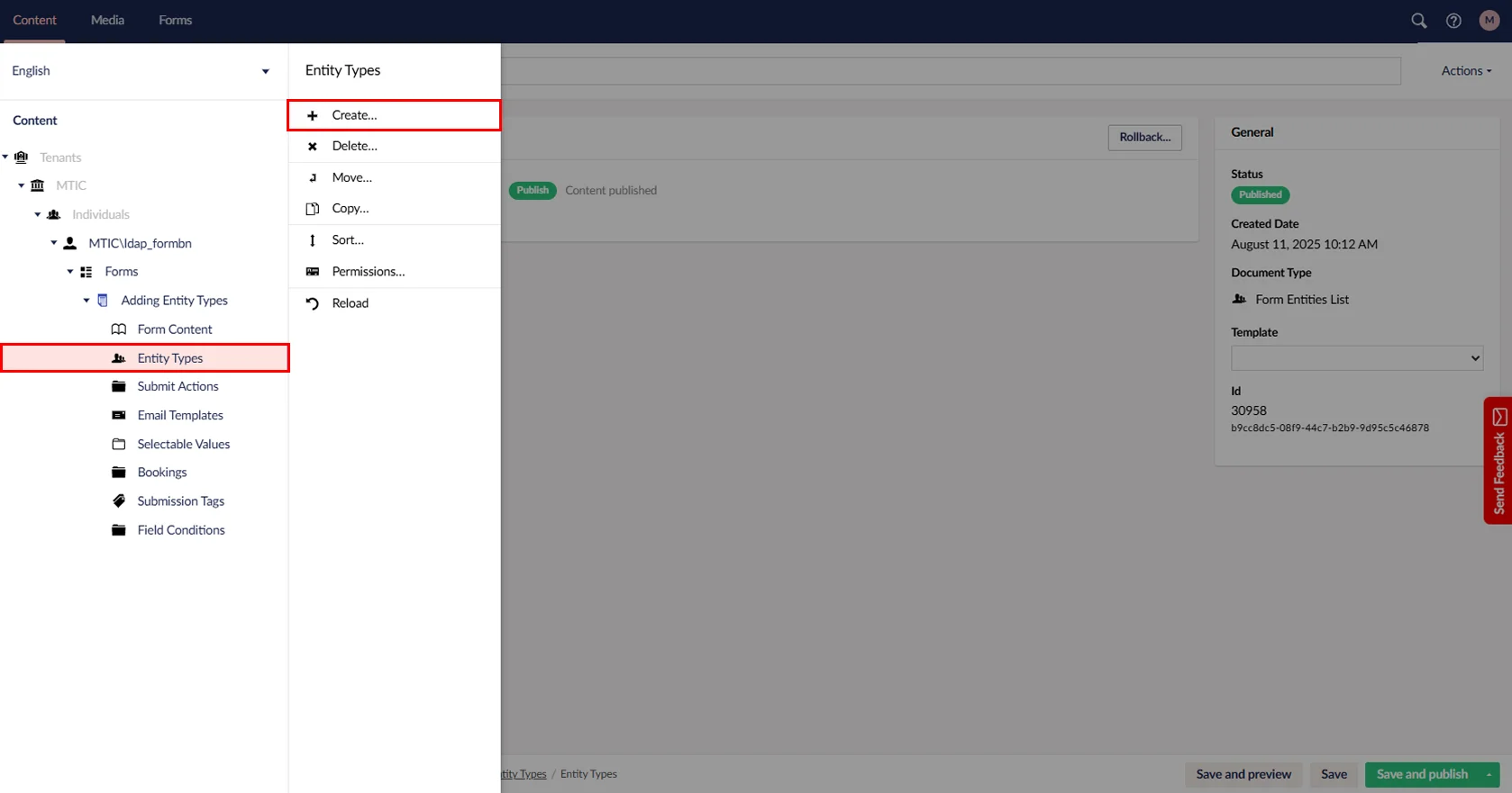 Form Entities Adding Entity Types