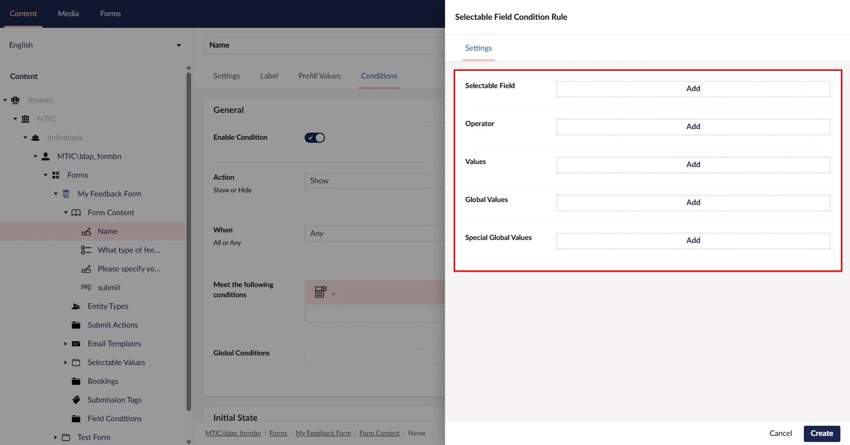 Field Condition Examples Field Conditions